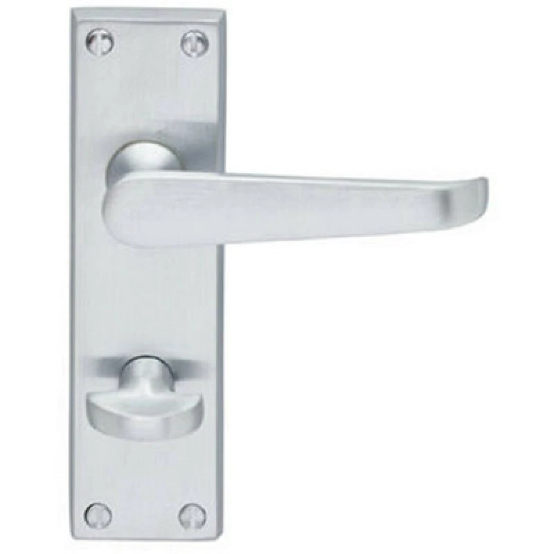 Image of Loops Victorian Flat Lever on Bathroom Backplate Handle 150 x 42mm Satin Chrome Multi