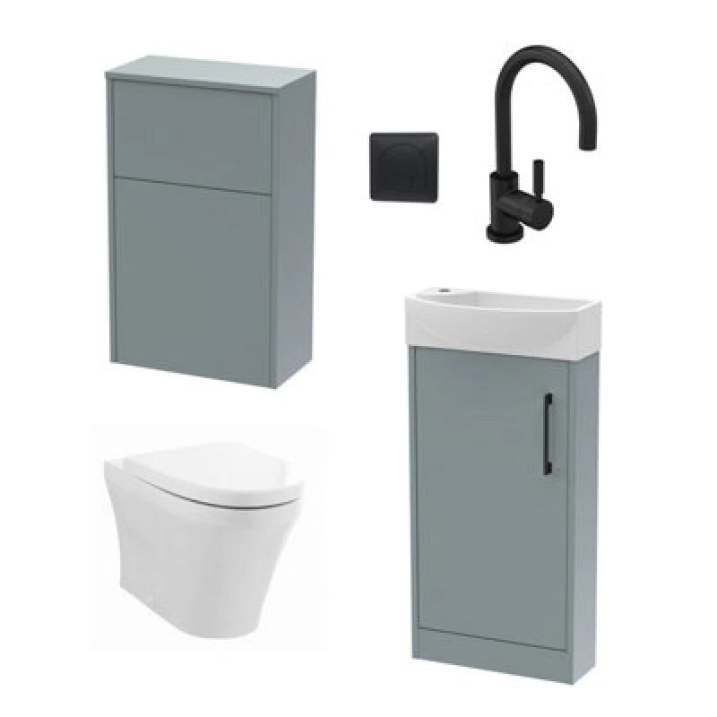 Image of Balterley Cloakroom Suite Vanity Unit Tap and Toilet Grey Black Grey