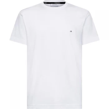 Image of Calvin Klein Cotton Logo Embroidery T-Shirt - Calvin White