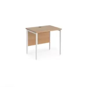 Image of Maestro 25 straight desk 800mm x 600mm - white H-frame leg and beech top
