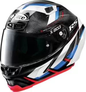 Image of X-Lite X-803 RS Ultra Carbon Motomaster Helmet, black-white-blue Size M black-white-blue, Size M