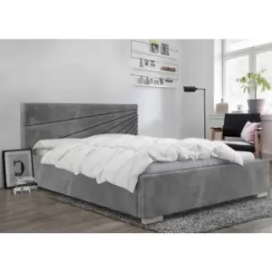 Image of Fenna Upholstered Beds - Plush Velvet, Small Double Size Frame, Grey - Grey