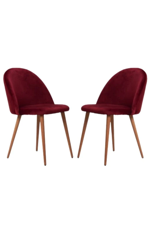 Image of Life Interiors Set of 2 Lucia Ergonomic Velvet Dining Chairs with Wooden Legs, Modern Upholstered Accent Chair in Blue Blue Unisex