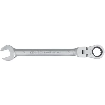 Image of Kennedy-pro - Metric Combination Ratchet Spanner, Flexible Head, 18MM