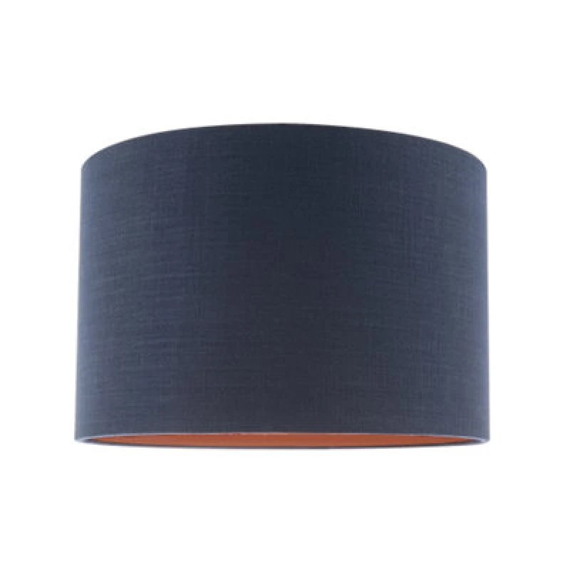 Image of Happy Homewares Modern Midnight Blue Cotton Lamp Shade With Brushed Gold Inner Lining