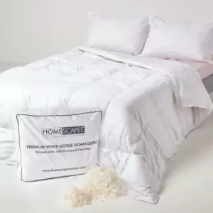 Image of Premium White Goose Down 9 Tog Double Size Duvet - White - Homescapes