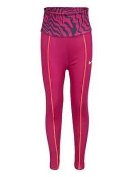 Image of Nike Younger Girls Dri-FIT Printed Leggings - Purple, Purple, Size 4-5 Years