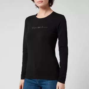 Image of Emporio Armani Iconic Logo Band Long Sleeve T-Shirt Black Size L Women