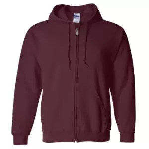 Image of Gildan Heavy Blend Unisex Adult Full Zip Hooded Sweatshirt Top (XL) (Maroon)