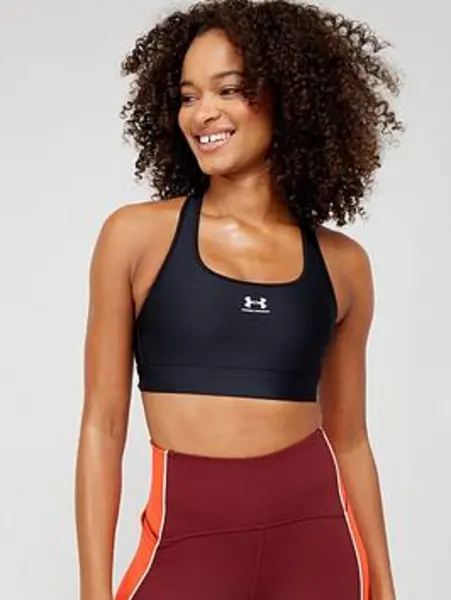Image of Under Armour Authentics Mid Padless Sports Bra - Black/White Size XS Women Black/White UY6MC Female XS