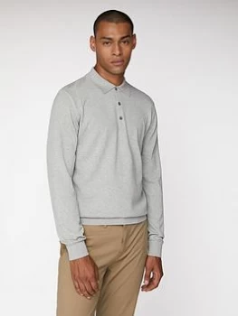 Image of Ben Sherman Long Sleeved Polo Shirt - Grey Size M Men