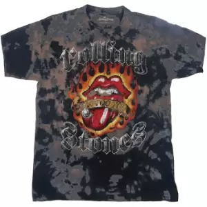 Image of The Rolling Stones - Tattoo Flames Unisex XX-Large T-Shirt - Grey
