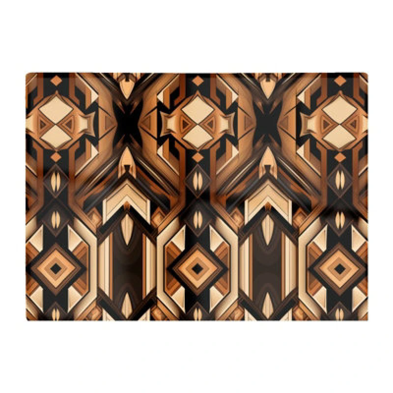 Image of Warren Reed Designer Black And Brown Intricate Pattern Glass Chopping Board