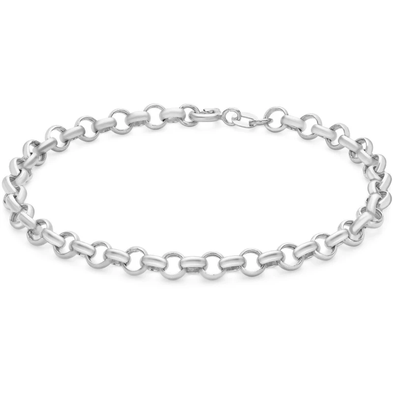 Image of Be You 9ct Gold Round Belcher Bracelet White Gold female 7in