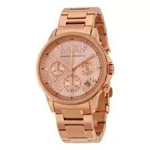 Image of Armani Exchange Womens Chronograph Rose Gold-Tone Stainless Steel Watch - Rose Gold