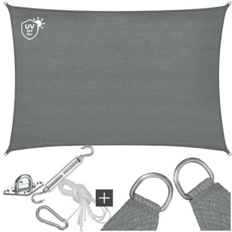 Image of Tectake Sun Sail Sonny, Uv Protected, Water-Resistant And Anti-Tear - 2 X 3 M - Grey