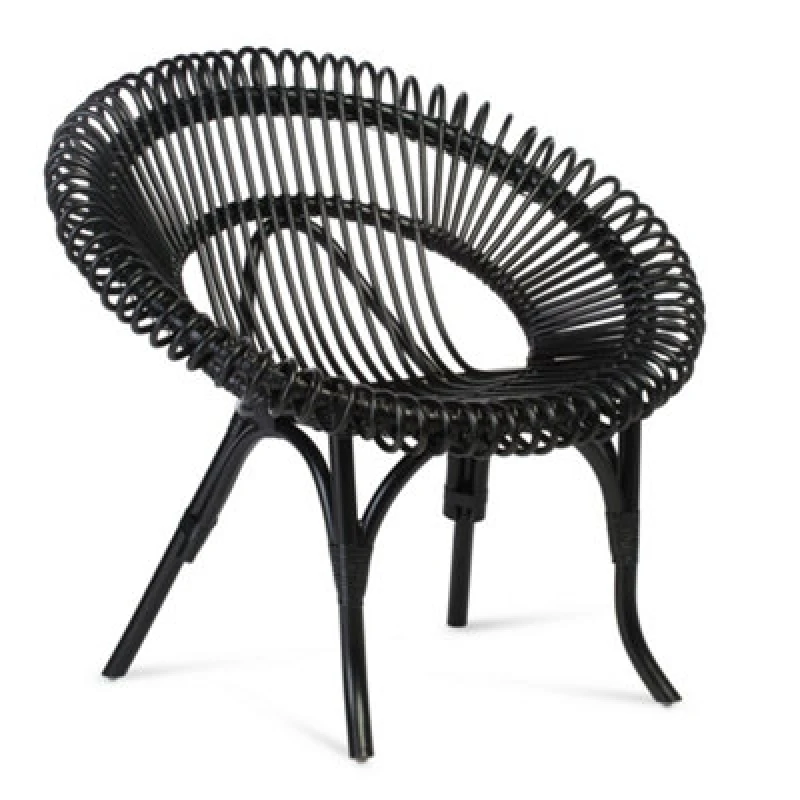 Image of Desser Shanghai Chair Black Rattan Indoor (H)93Cm X (W)97Cm X (D)82Cm