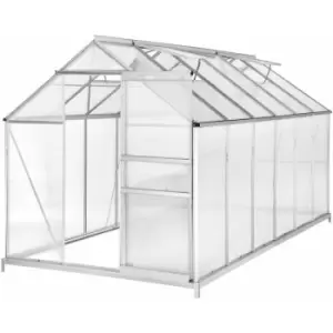 Image of Tectake - Greenhouse in aluminium & polycarbonate w/ foundation - polycarbonate greenhouse, walk in greenhouse, greenhouse base - 375 x 185 x 195 cm