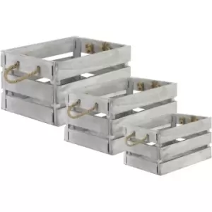 Image of Wooden Storage Crates - Set of 3 M&W - Grey