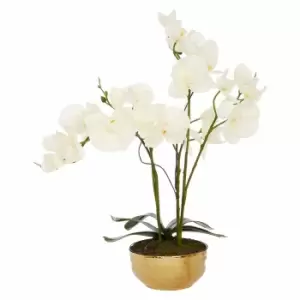 Image of Interiors by PH Faux Orchid Plant in Gold Bowl, none