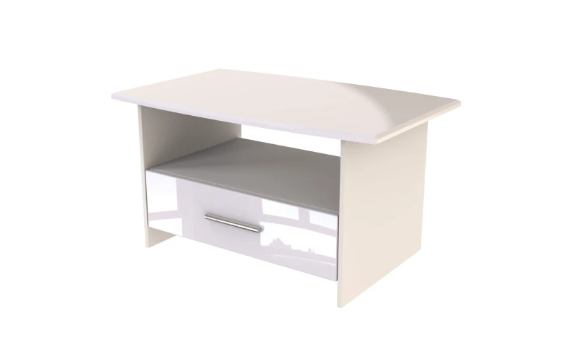 Image of Harrow Bottom Drawer Coffee Table In White Gloss (Ready Assembled)