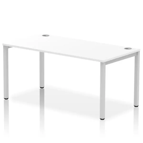Image of Impulse Bench Single Row 1600 Silver Frame Office Bench Desk White