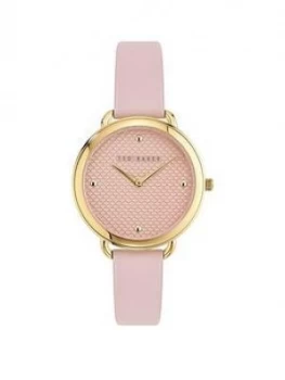 Image of Ted Baker Hettie Gold Dial Pink Leather Strap Watch, One Colour, Women