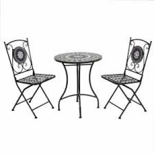 Image of Charles Bentley Wrought Iron Bistro Set Grey