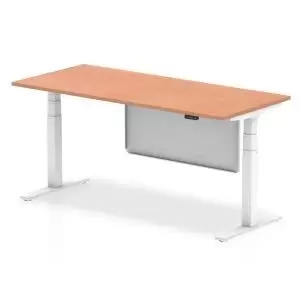 Image of Air 1800 x 800mm Height Adjustable Desk Beech Top White Leg With White