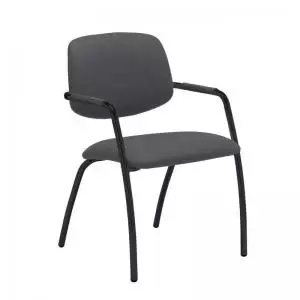 Image of Tuba Black 4 leg frame conference chair with half upholstered back -
