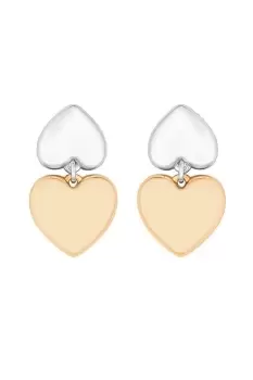 Image of Two Tone Polished Double Heart Drop Earrings