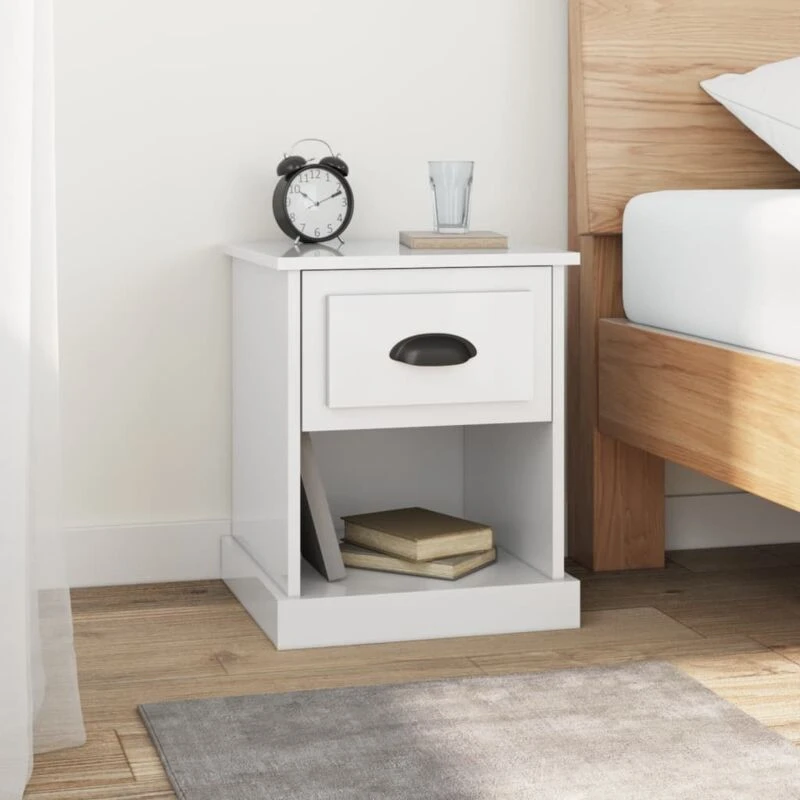 Image of VIDAXL Bedside Cabinet High Gloss White 39x39x47.5cm Engineered Wood Vidaxl 8720845790226