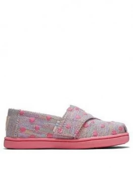 Image of Toms Toddler Girls Alpargata Heart Print Canvas Shoe - Pink