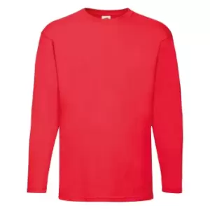 Image of Fruit Of The Loom Mens Valueweight Crew Neck Long Sleeve T-Shirt (S) (Red)