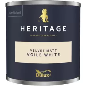 Image of Dulux Heritage Velvet Matt Voile White Matt Emulsion Paint 125ml