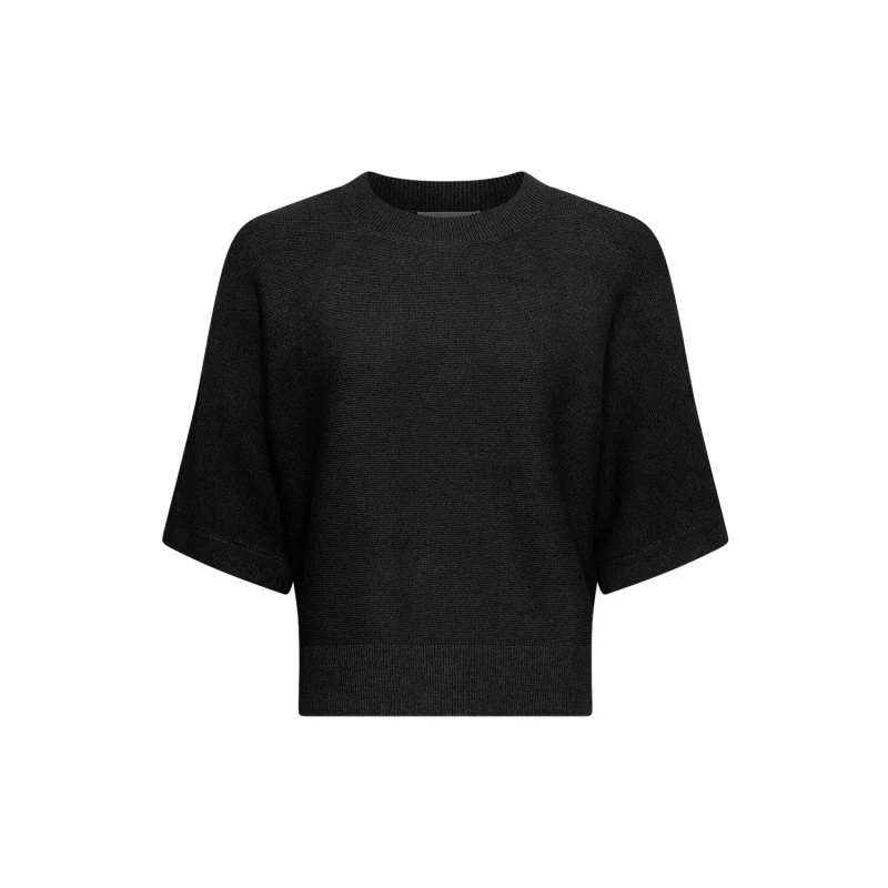 Image of moss copenhagen Short sleeve round neck womens top Moss Copenhagen Thamira Noir Female S/M