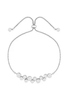 Image of Rhodium Plated Cubic Zirconia Multi Circle Toggle Bracelet