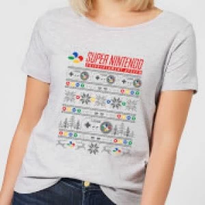 Image of Nintendo SNES Pattern Womens Christmas T-Shirt - Grey - L