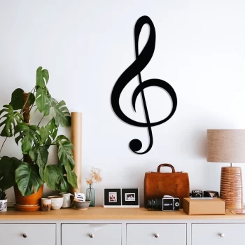 Image of Treble Clef Black Decorative Metal Wall Accessory