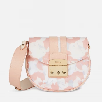 Image of Furla Womens Metropolis Printed Mini Cross Body Bag Round - Candy Rose