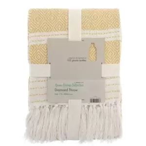 Image of Diamond Throws Recycled Eco Friendly Sofa Accessory Ochre 170x200cm - Ochre