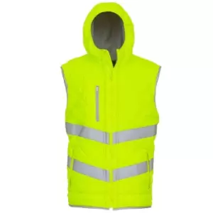 Image of Yoko Womens/Ladies Kensington Hi-Vis Hooded Gilet (XL) (Yellow)