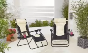 Image of Neo Pair XL Cream Zero Gravity Loungers - Garden & Outdoor