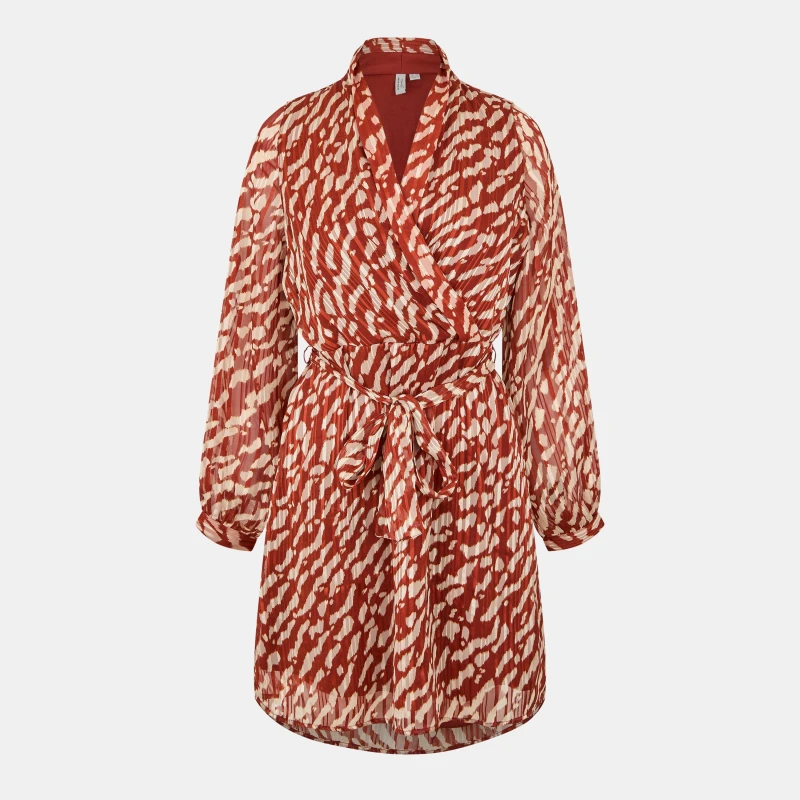 Image of Vero Moda Patterned Wrap Dress - Red Red 8