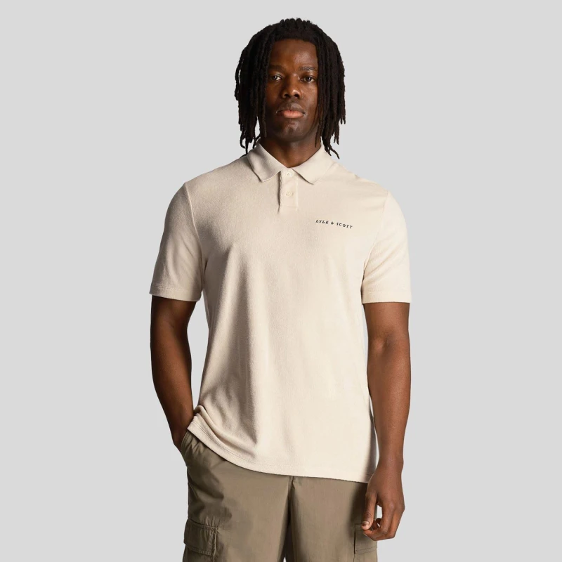 Image of Lyle and Scott Towelling Polo Shirt Cream male M