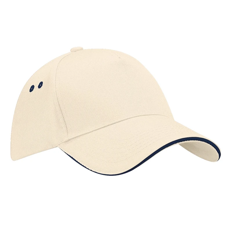 Image of Beechfield Beechfield Men Ultimate 5 Panel Contrast Baseball Cap With Sandwich Peak Headwear in Light Beige Light Beige One Size Male 5055747772951