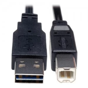 Image of Tripp Lite Universal Reversible USB 2.0 Hi-Speed Cable (Reversible A to B M/M) 0.31 m