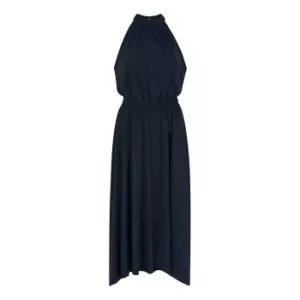 Image of Yumi Navy Sparkle Halter neck Midi Dress - Blue