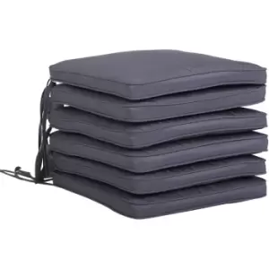 Image of Outsunny Set of 6 Tie On Chair Cushion Seat Pads Indoor Outdoor Patio Grey
