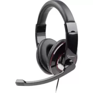 Image of Gembird MHS-001 PC Over-ear headset Corded (1075100) Stereo Black Volume control, Microphone mute